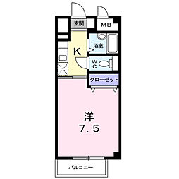 アクシス2 1Kの間取図画像