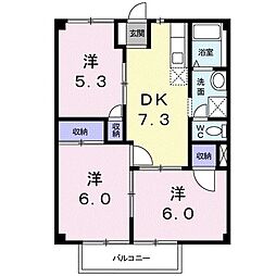 コンフォートヴィラS1 3DKの間取図画像