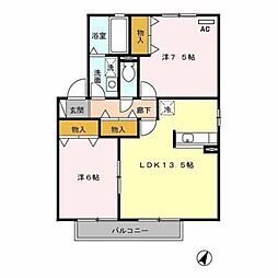 ウィルモア蓮B 2LDKの間取図画像