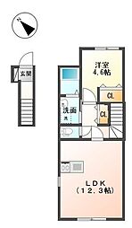 アップヒルズ田尻 1LDKの間取図画像