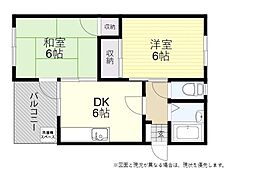 ル・モンド大分2 2DKの間取図画像