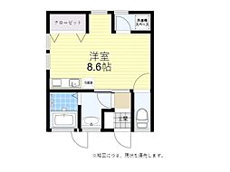 カーサセレーノ ワンルームの間取図画像
