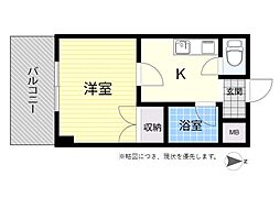 フレクション大分松原 1Kの間取図画像