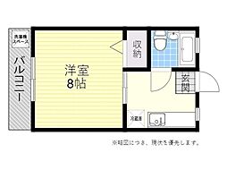 釘宮コーポ 1Kの間取図画像