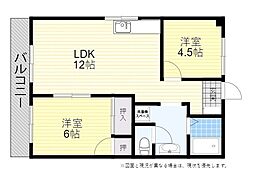 ハニーTOMO 2LDKの間取図画像