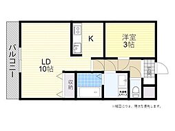 カーサ小池原 1LDKの間取図画像