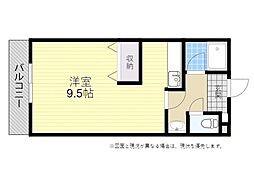 パルテール花高松 1Kの間取図画像