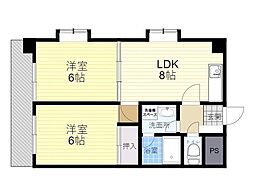 日宝グランディ中島 2LDKの間取図画像
