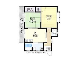 是永ハイツ 2DKの間取図画像