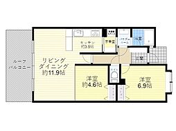 グランドオーク王子 2LDKの間取図画像
