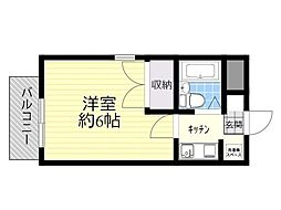 ボンヌール春日 1Kの間取図画像