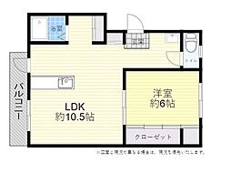 レジデンス加藤 1LDKの間取図画像