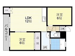 ナンシーコーポ大分 2LDKの間取図画像