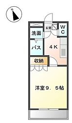 エタニティ古国府 1Kの間取図画像