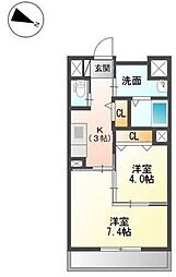 ベルモンターニュ 2Kの間取図画像