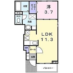 プランタンベルA 1LDKの間取図画像