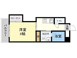 サザン・ブライト大手町 1Kの間取図画像