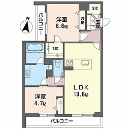 グランメゾン 2LDKの間取図画像