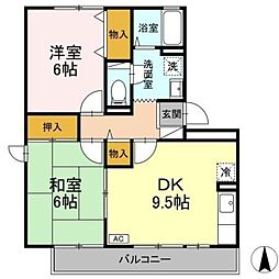 こくが上野坂 2DKの間取図画像