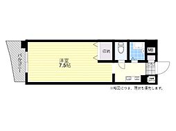 メトロノーム中島 1Kの間取図画像