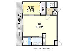 リファレンス中央町 1DKの間取図画像