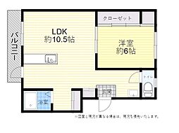 レジデンス加藤 1LDKの間取図画像