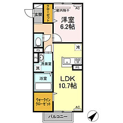 リオン上野丘 1LDKの間取図画像
