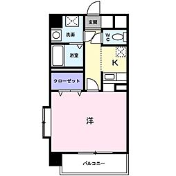 エルグレイス大手 1Kの間取図画像
