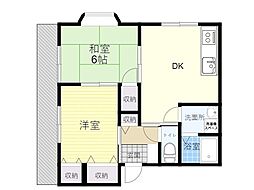 スカイ21B 2DKの間取図画像