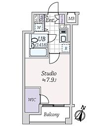 日神デュオステージ笹塚西館 1Kの間取図画像