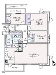 ハイコート南青山 3LDKの間取図画像