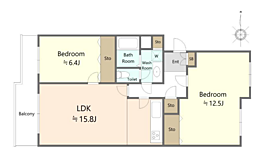 エミネンス二俣川2号棟 2LDKの間取図画像