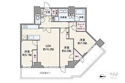 ルネッサンスタワー上野池之端 3LDKの間取図画像