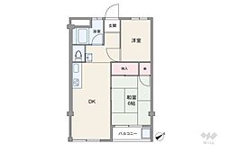 駒込コーポラス 2DKの間取図画像
