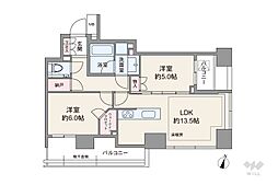シティタワー上野池之端 2LDKの間取図画像