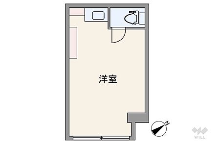 間取りは専有面積18.7平米の1R。