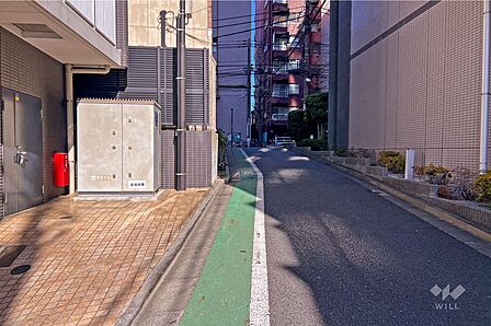 敷地南側の前面道路(西側から)