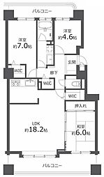 ダイアパレスガレリアシティウエストウィング 3LDKの間取図画像