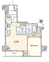 ファミール東京グランリッツ 1LDKの間取図画像