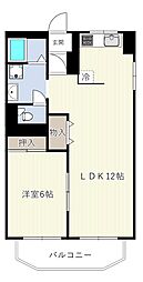 グリースシャトー桃山台 1LDKの間取図画像
