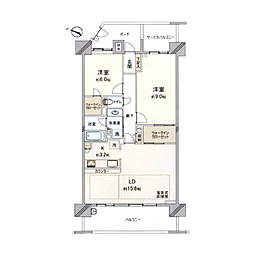 レーベンスクエア川口シルフィア 2LDKの間取図画像
