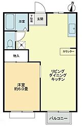 フォブールホロニックB 1LDKの間取図画像