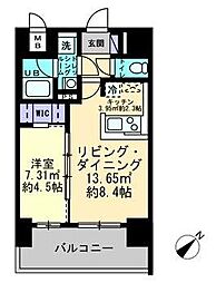 ルスト栗林町 1LDKの間取図画像