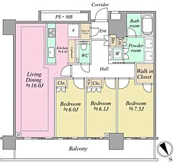 ザ・タワー十条 3LDKの間取図画像
