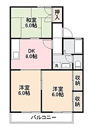 レジデンスオリーブB 3DKの間取図画像
