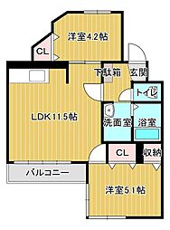 N・スターヒルズマンション 2LDKの間取図画像
