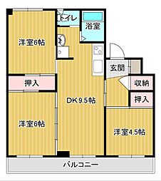 グランメール向陽01 3DKの間取図画像