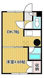 リラハイツ潮見 1LDKの間取図画像