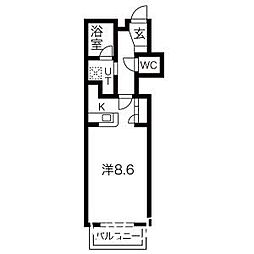フィローリ長筬 1Kの間取図画像