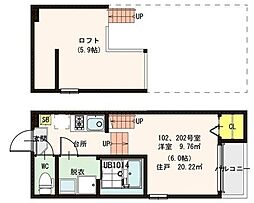 ラピスラズリ 1Kの間取図画像